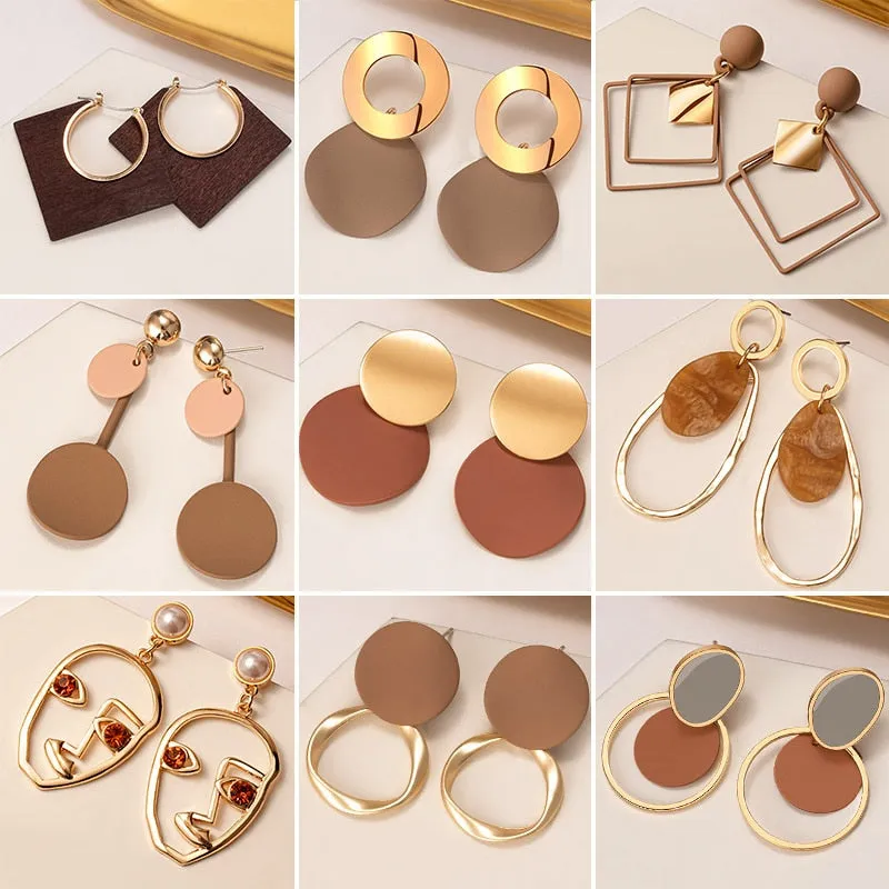 Geometric Gold Drop Earrings