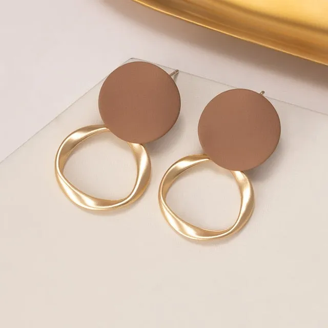 Geometric Gold Drop Earrings