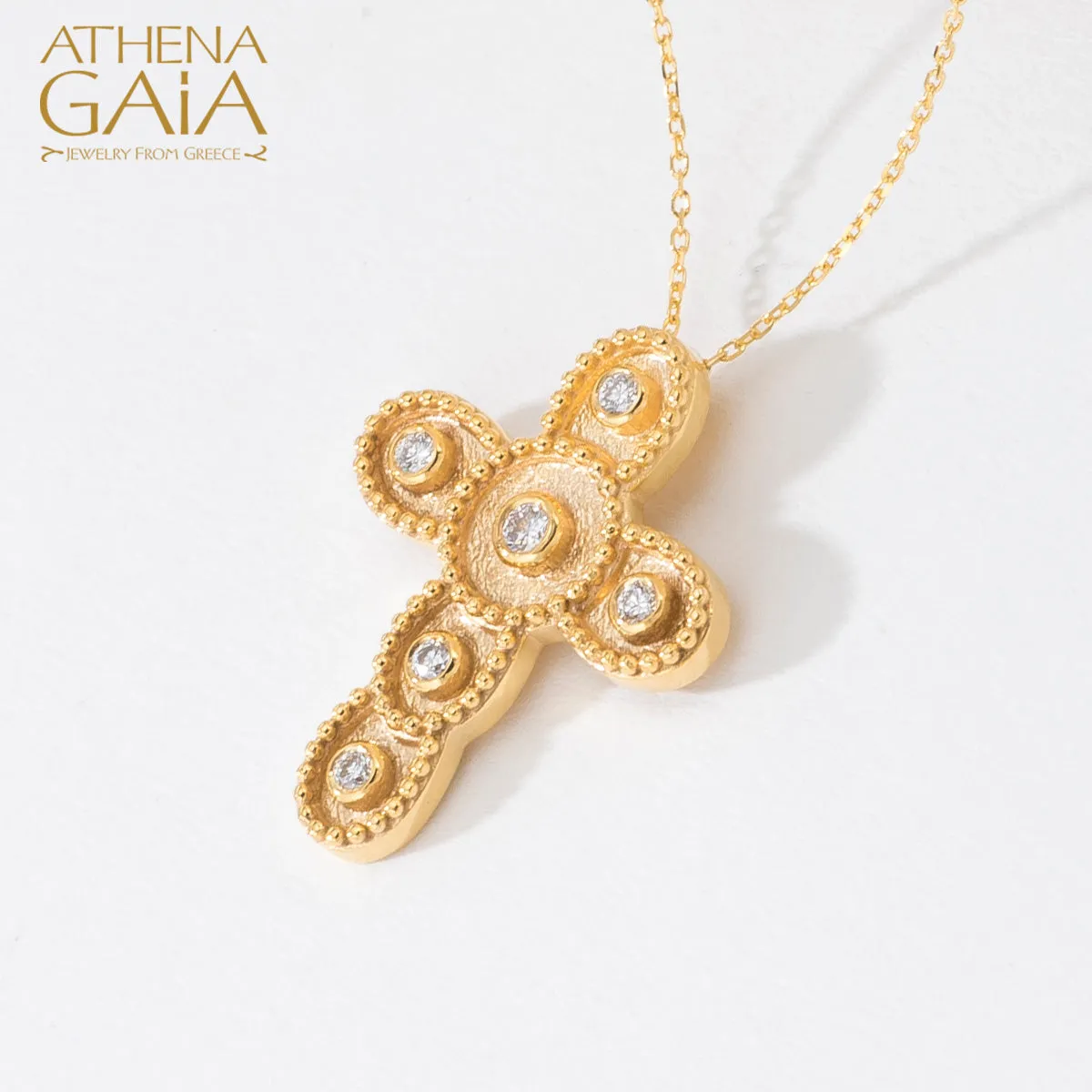 Geometric Layered Small Drops Latin Cross with Necklace