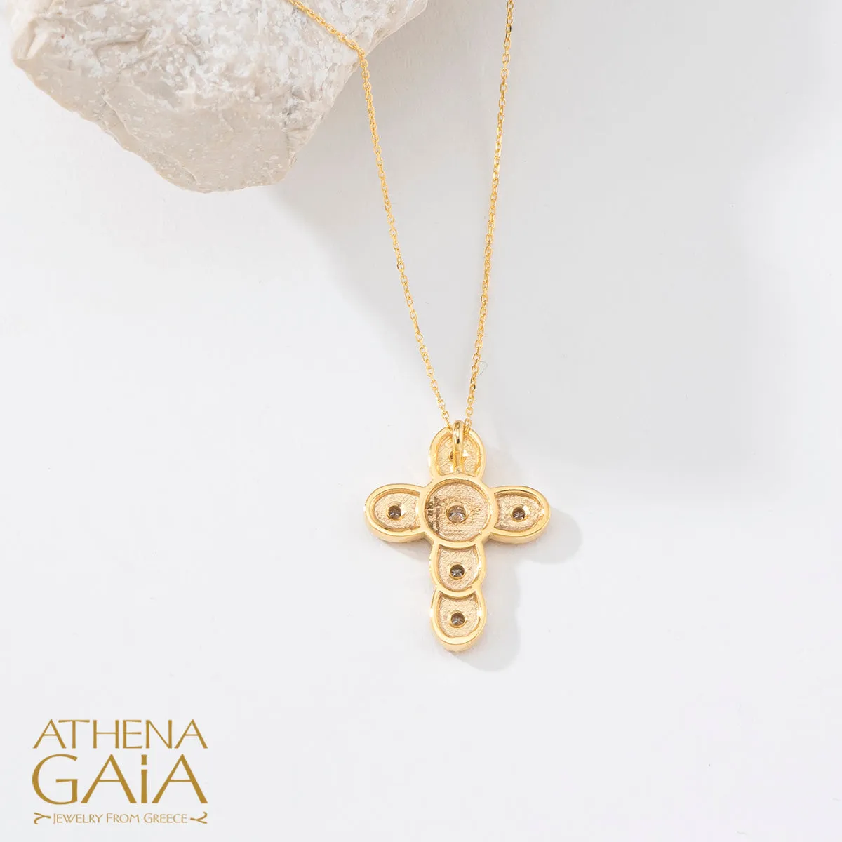 Geometric Layered Small Drops Latin Cross with Necklace