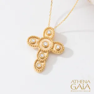 Geometric Layered Small Drops Latin Cross with Necklace