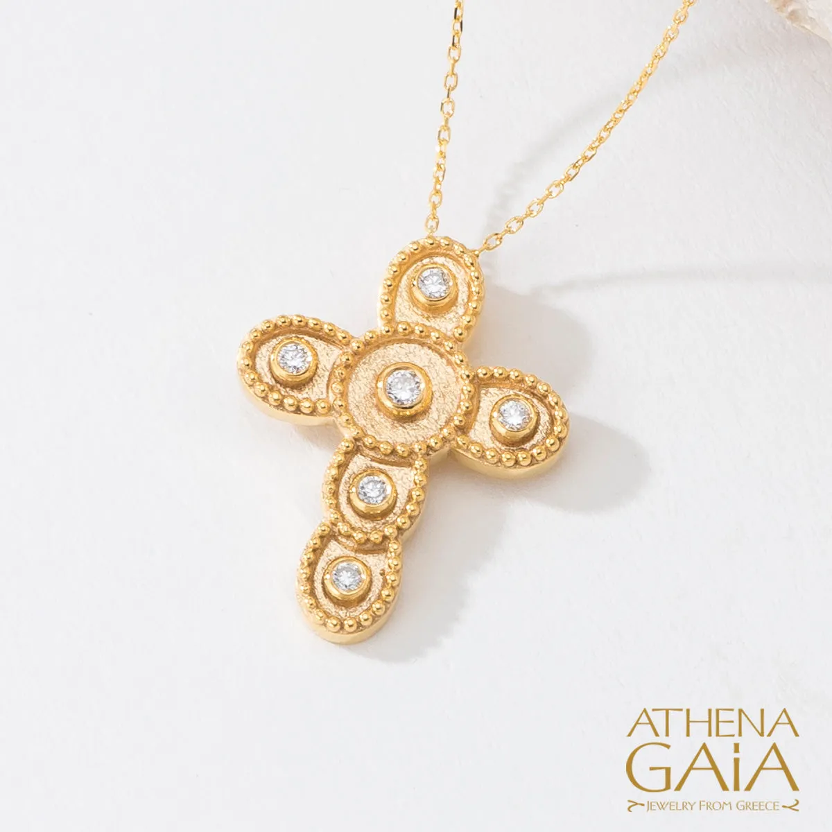 Geometric Layered Small Drops Latin Cross with Necklace