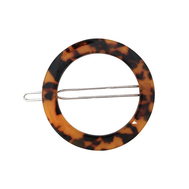 Geometric Pattern Leopard Resin Hair Clip