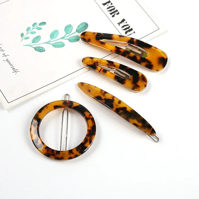 Geometric Pattern Leopard Resin Hair Clip