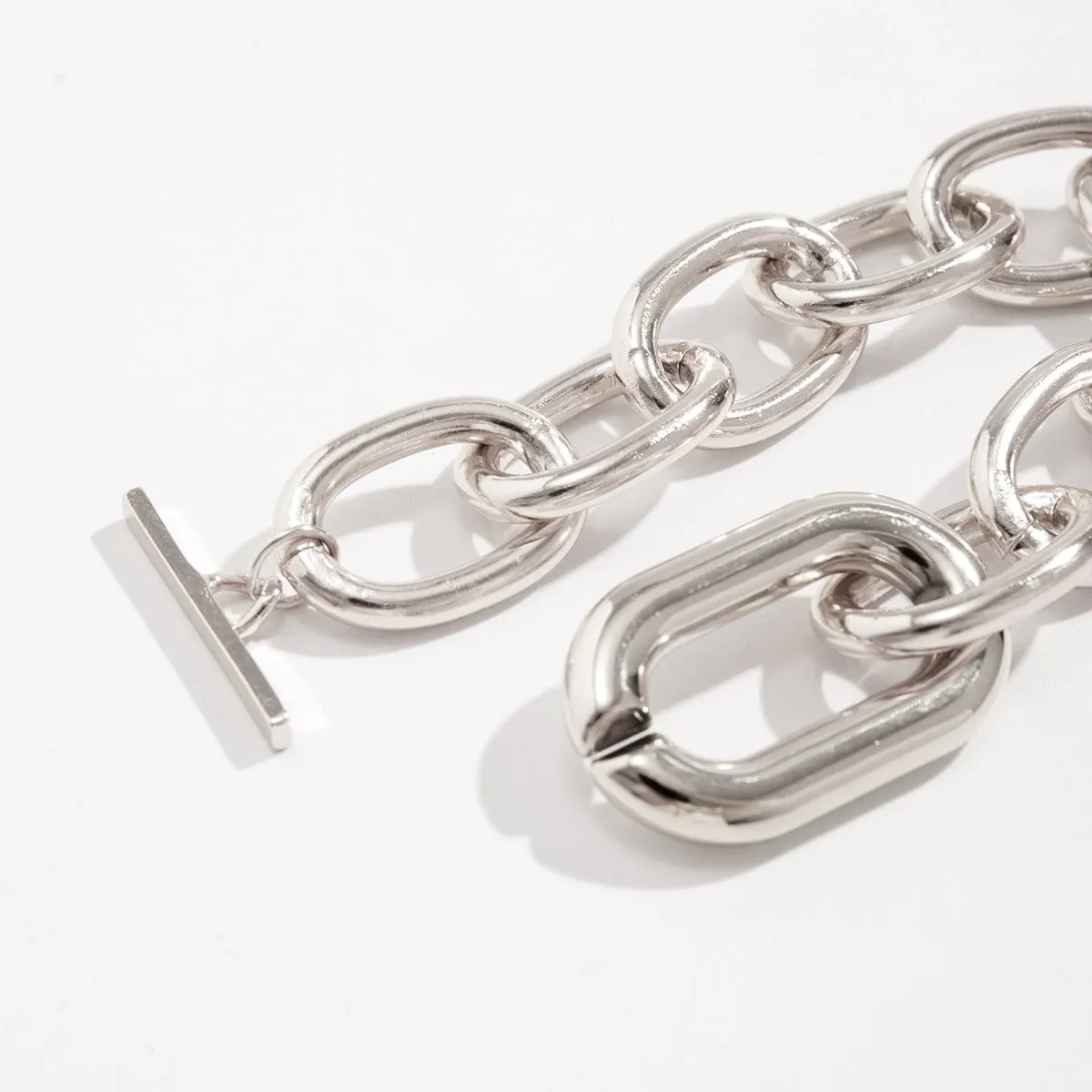Geometric Rectangle Toggle Clasp Cable Chain Bracelet