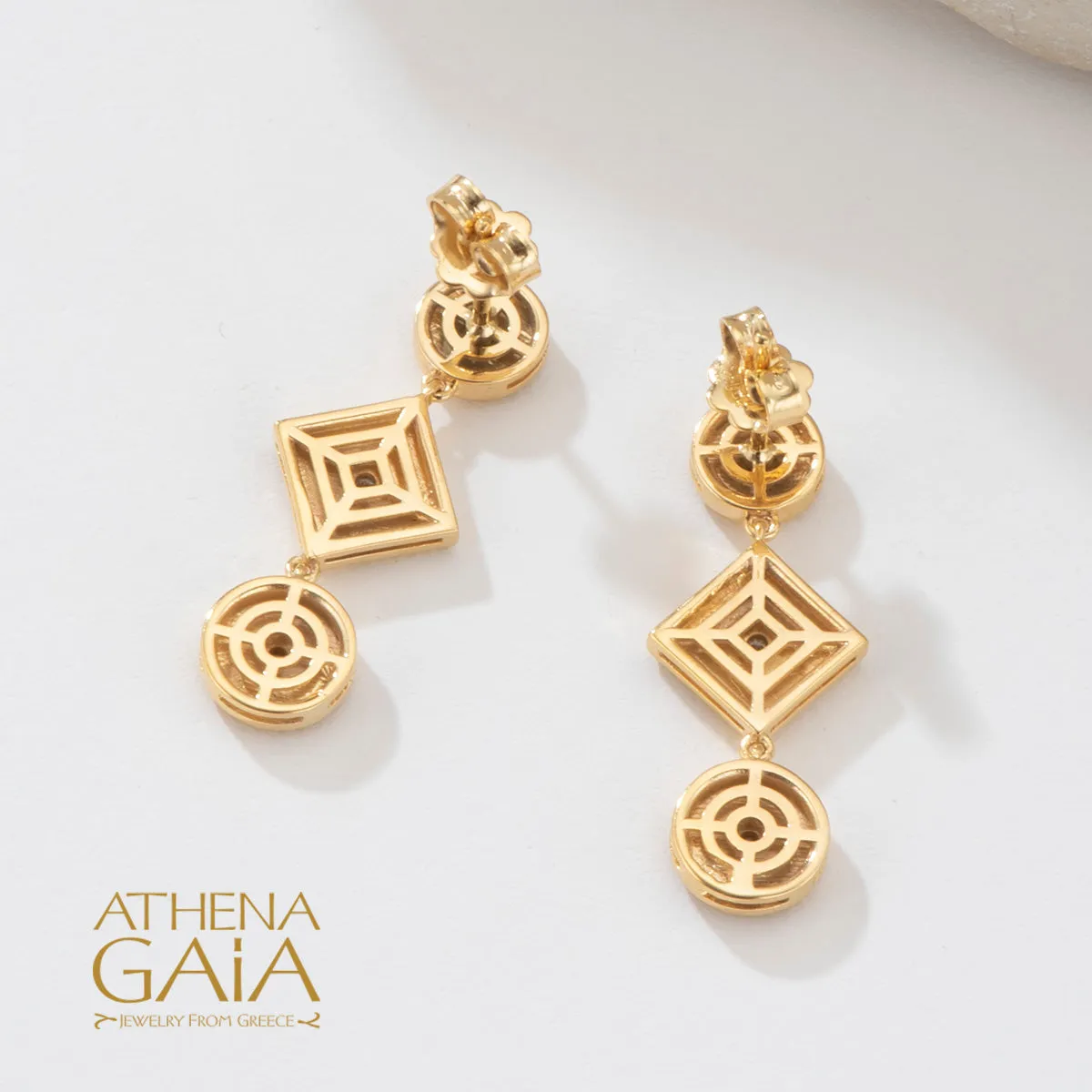 Geometric Row Link Earrings