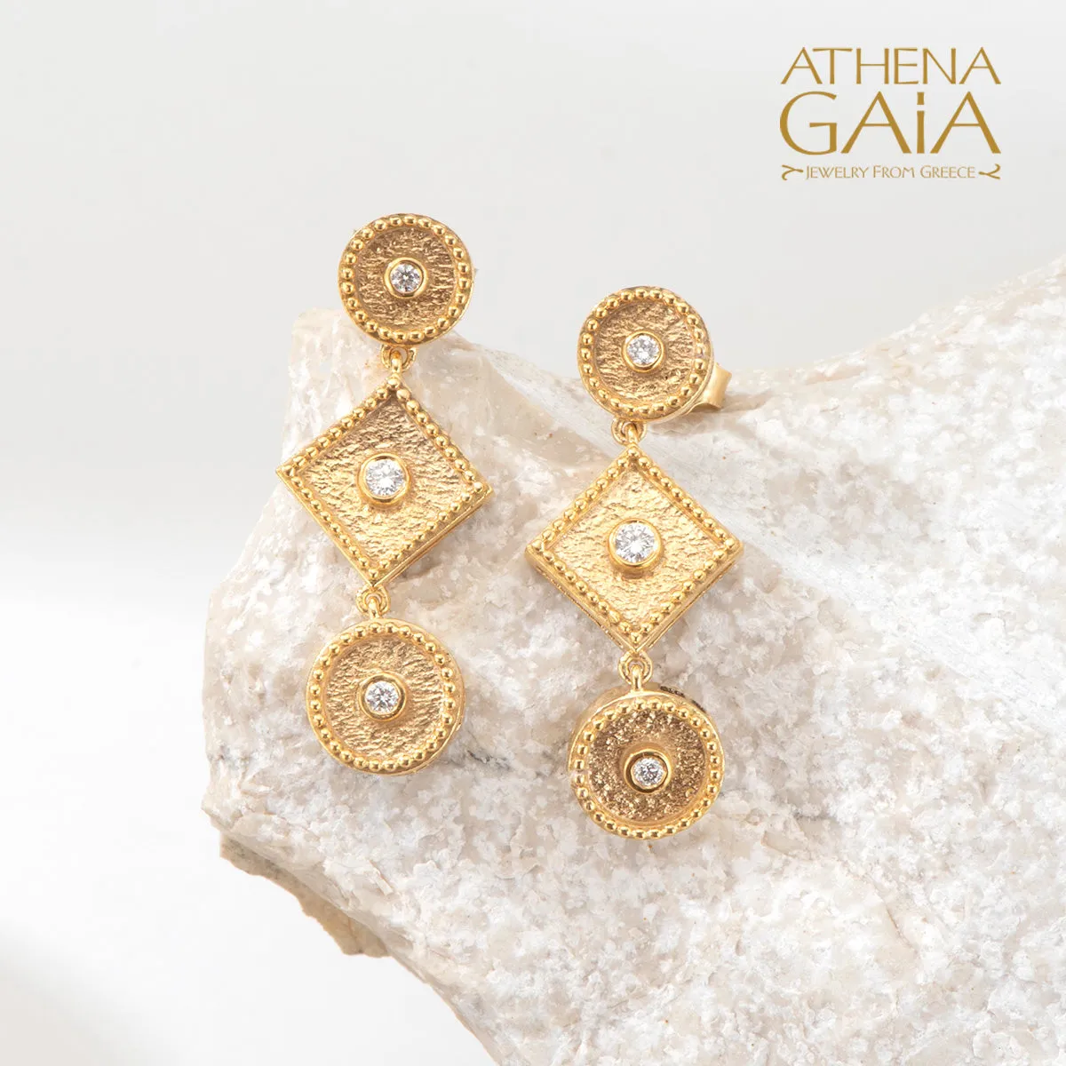 Geometric Row Link Earrings