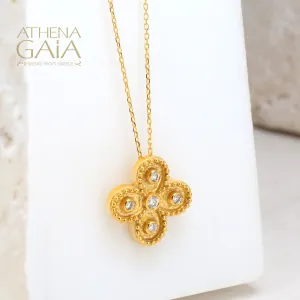 Geometric Small Drops Greek Cross with Necklace