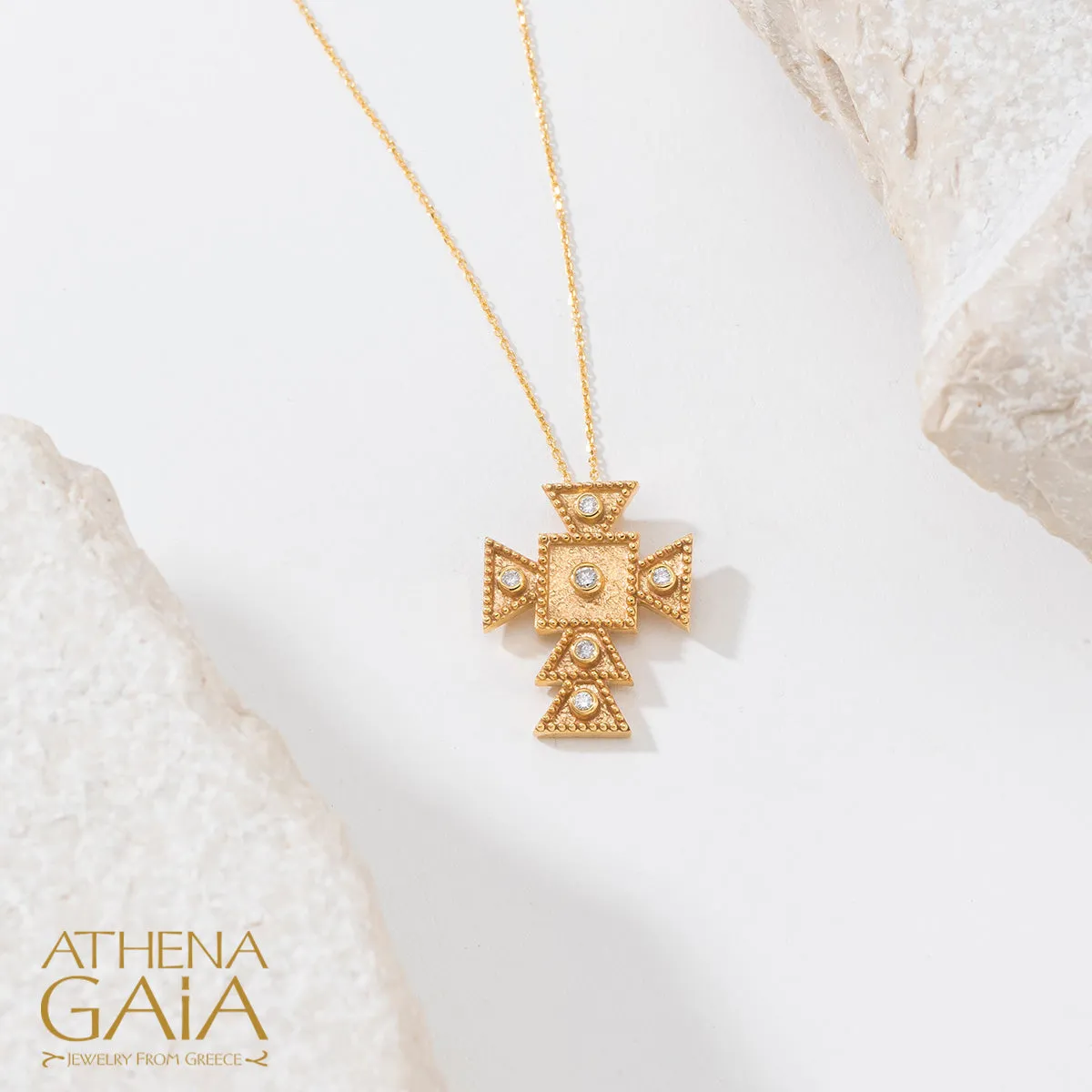 Geometric Square Triangle Latin Necklace