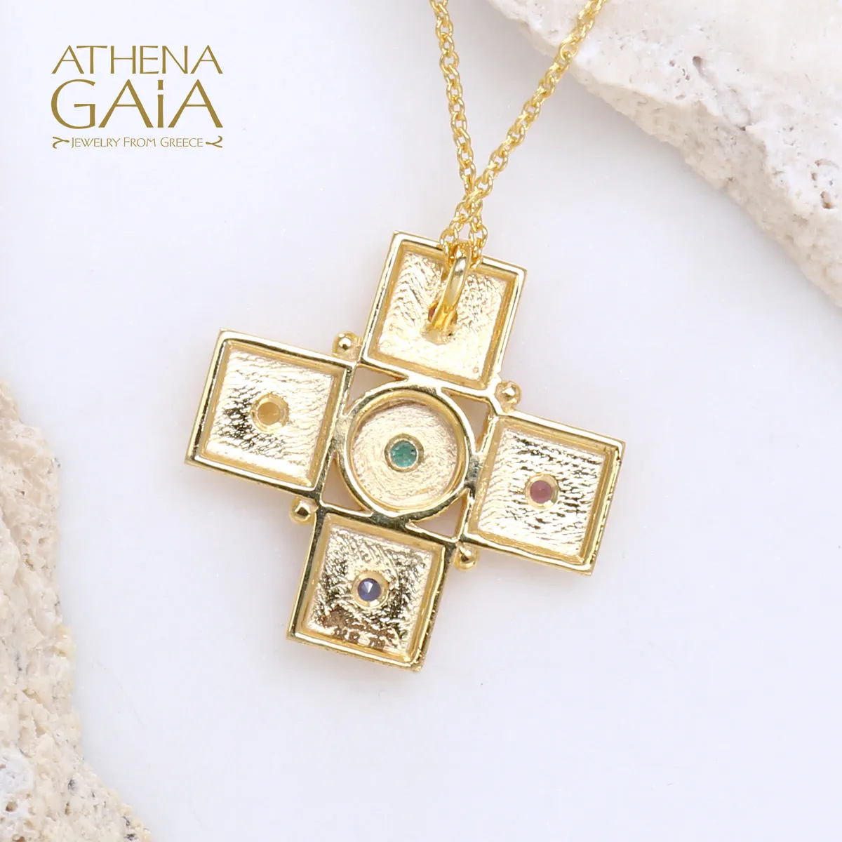 Geometric Squares Greek Cross with Necklace