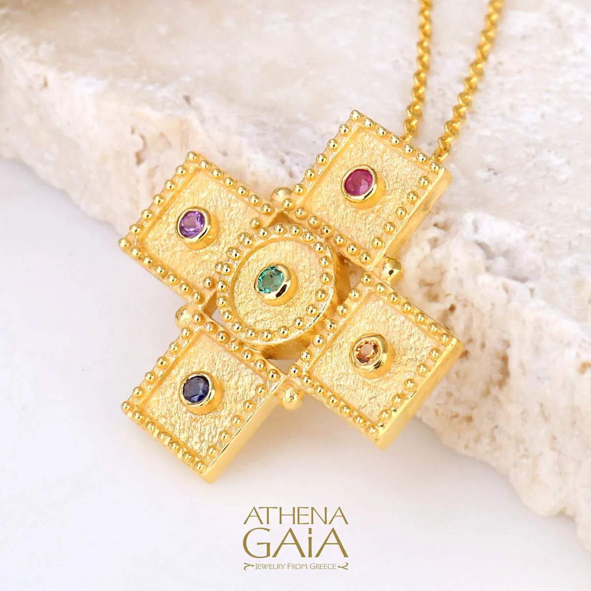 Geometric Squares Greek Cross with Necklace