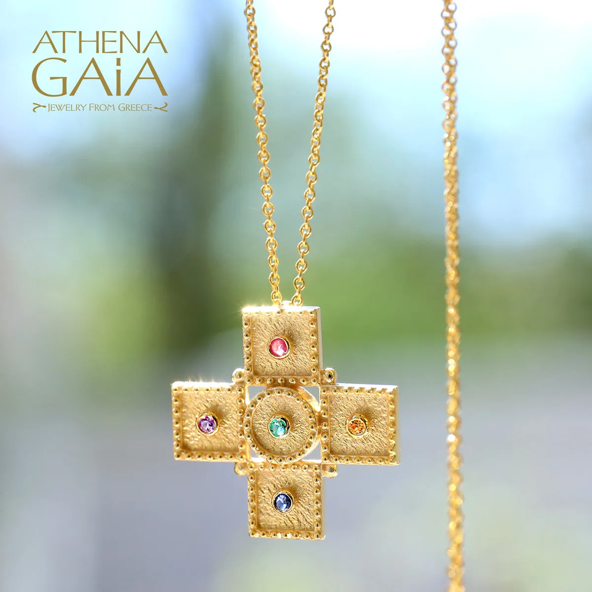 Geometric Squares Greek Cross with Necklace