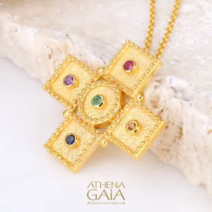 Geometric Squares Greek Cross with Necklace