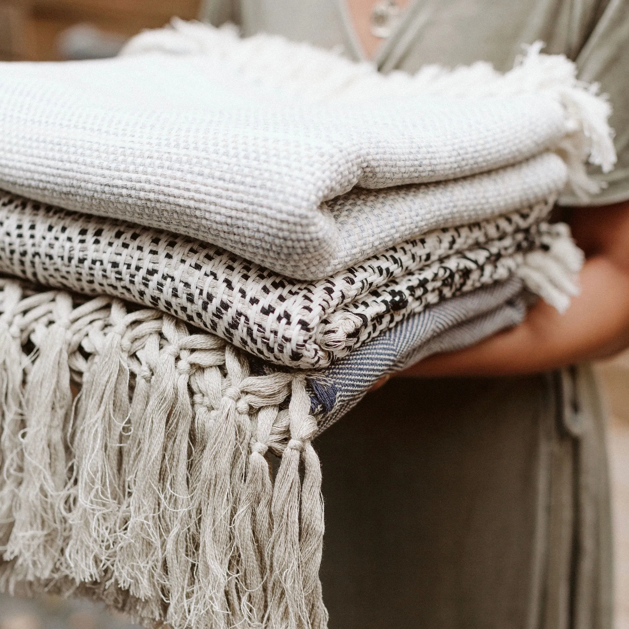 Geometric Tassel Throw