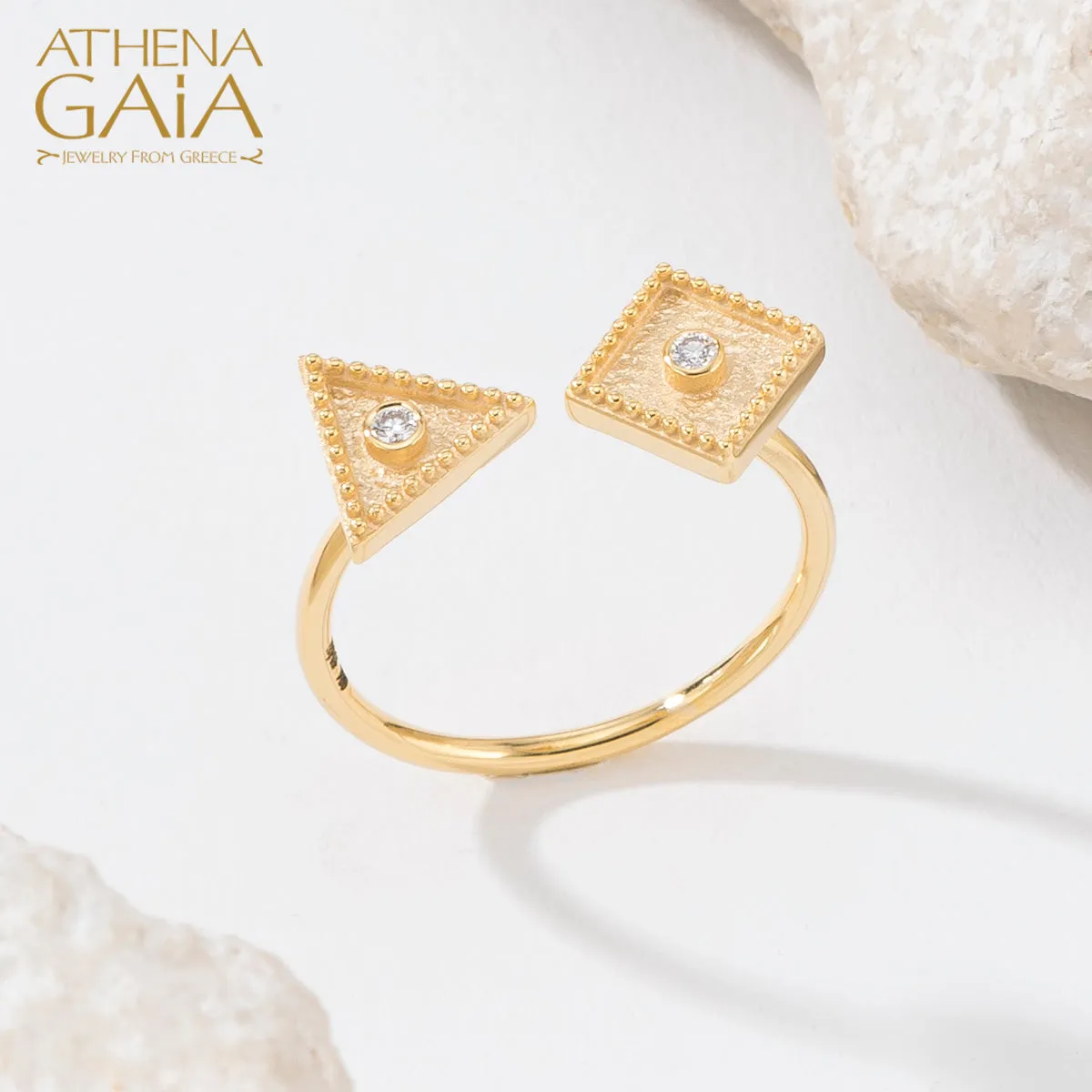 Geometric Triangle Diamond Ring