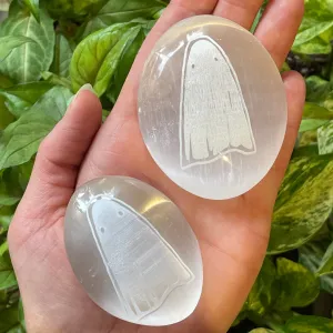 Ghost Selenite Palm Stone