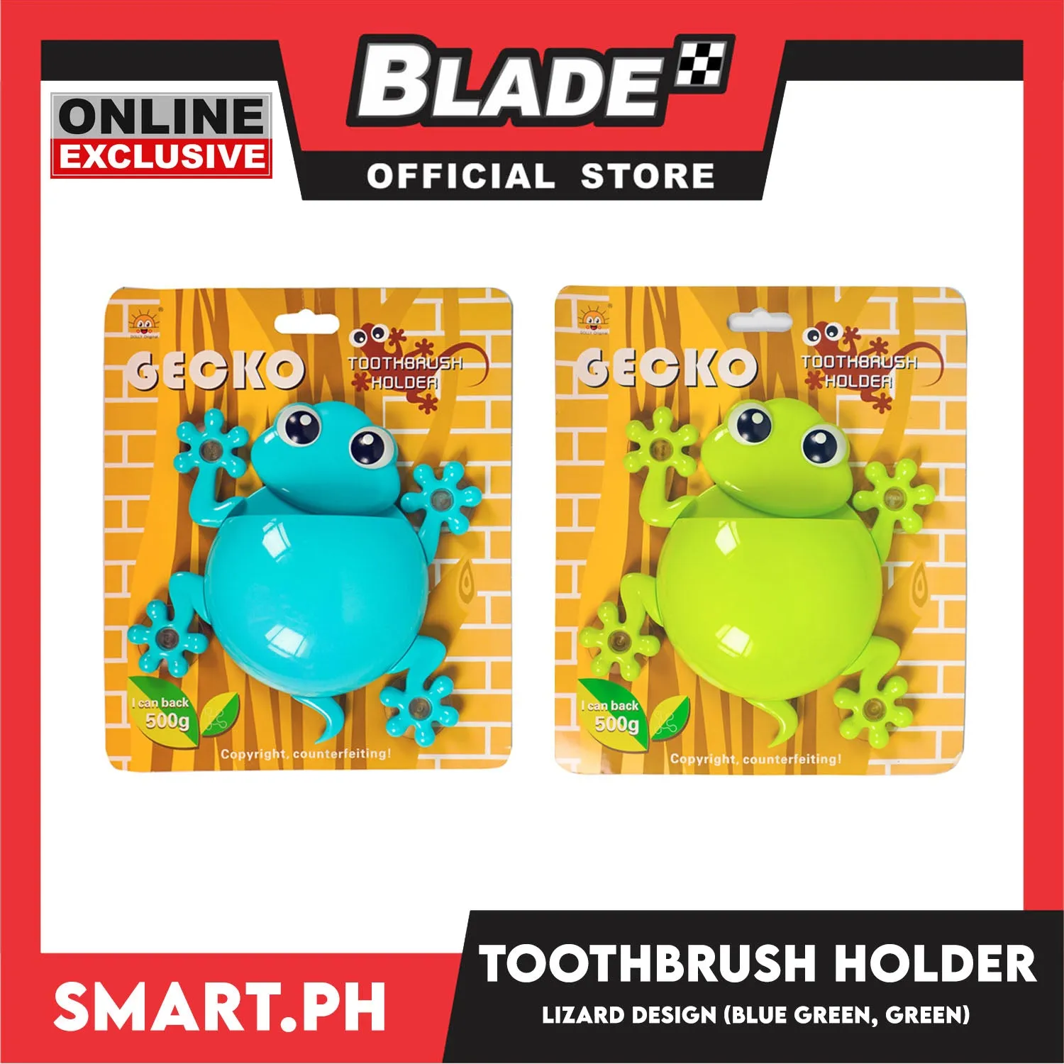 Gifts Toothbrush Holder With Suction Lizard Design RB237 (Assorted Colors)