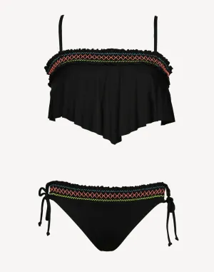 Girls Smocked Flounce Bikini Set