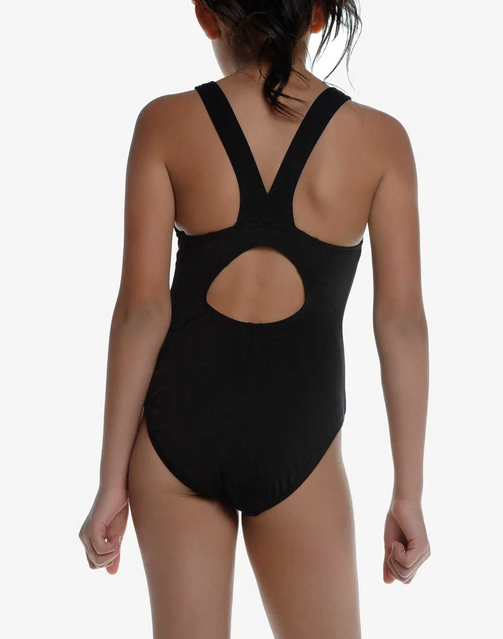 Girls Solid Vaporback Poly One Piece