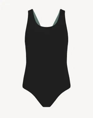Girls Solid Vaporback Poly One Piece
