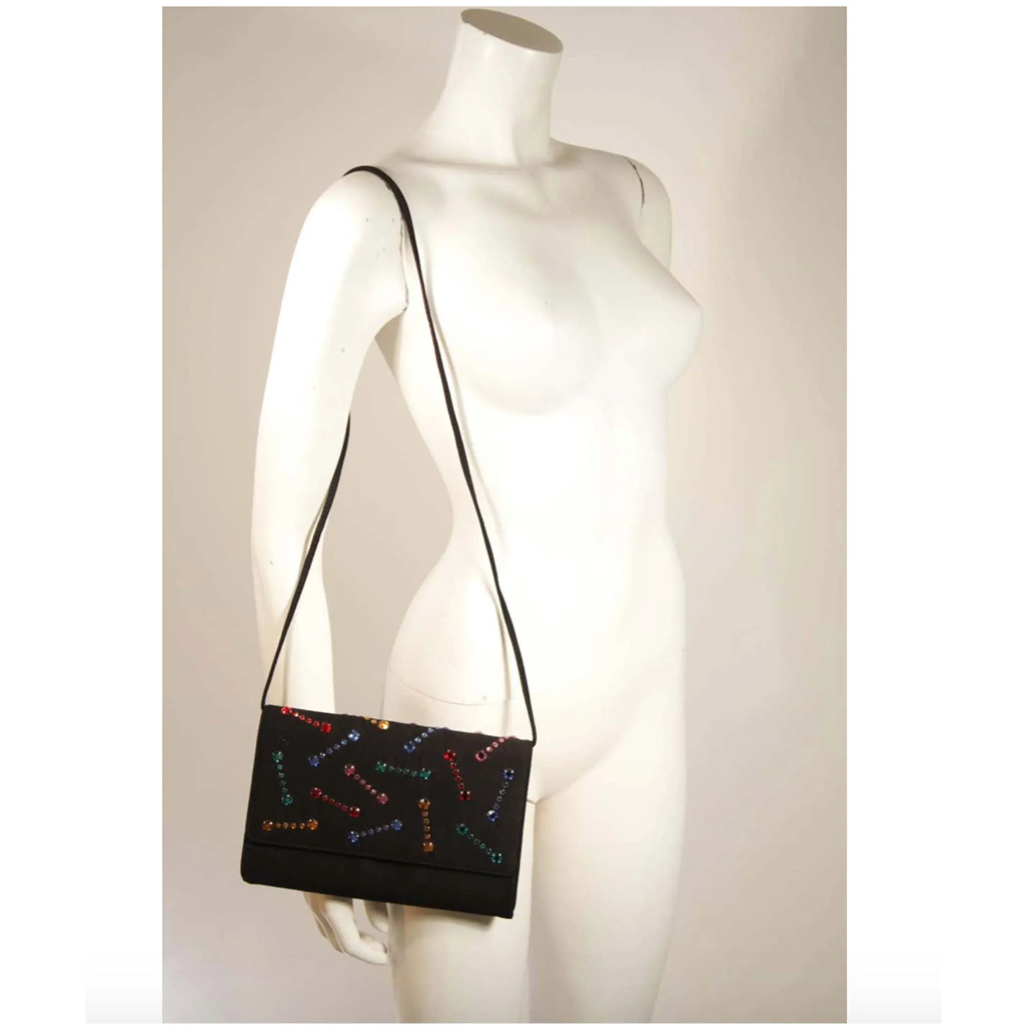 GIVENCHY Paris Black Clutch with Rhinestones