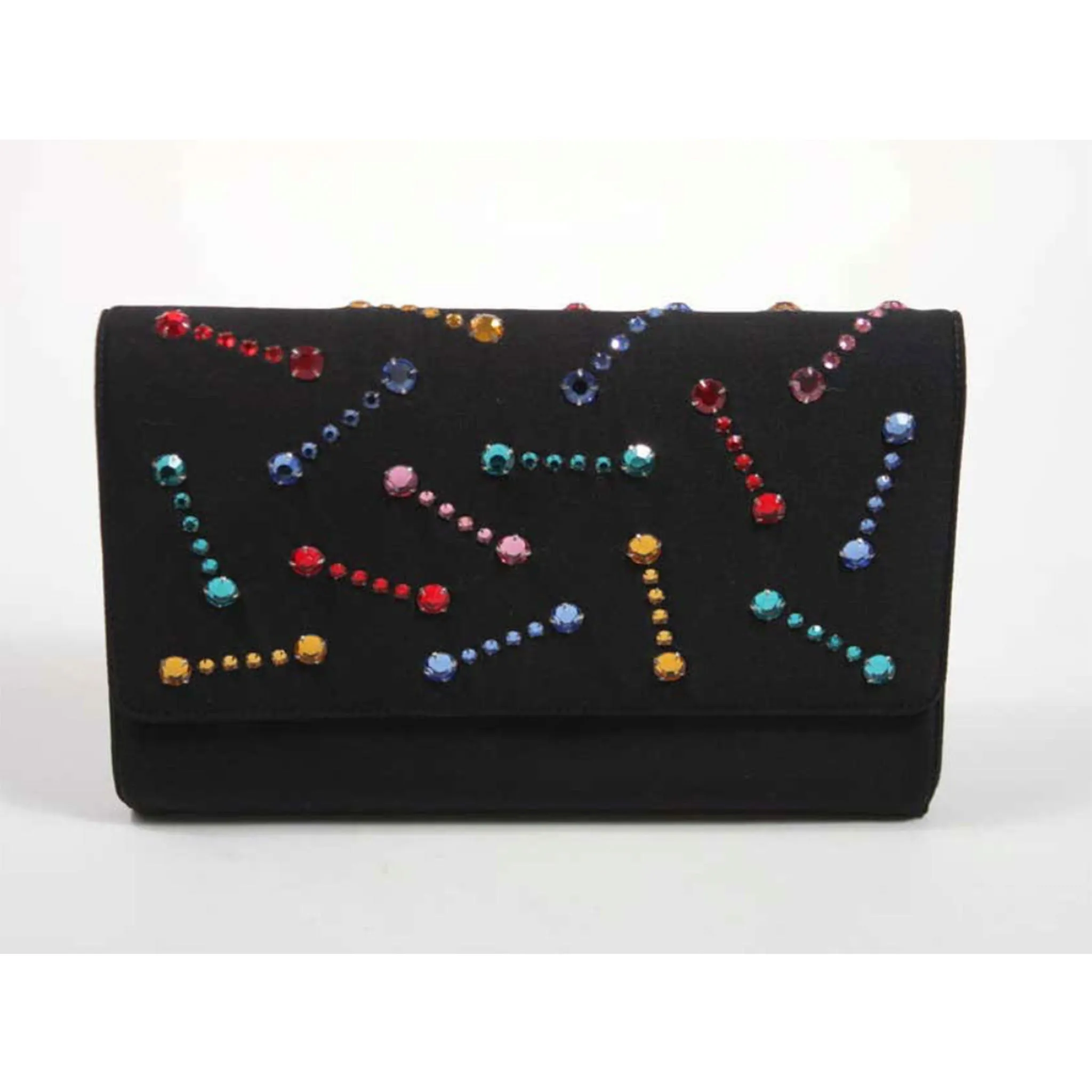 GIVENCHY Paris Black Clutch with Rhinestones