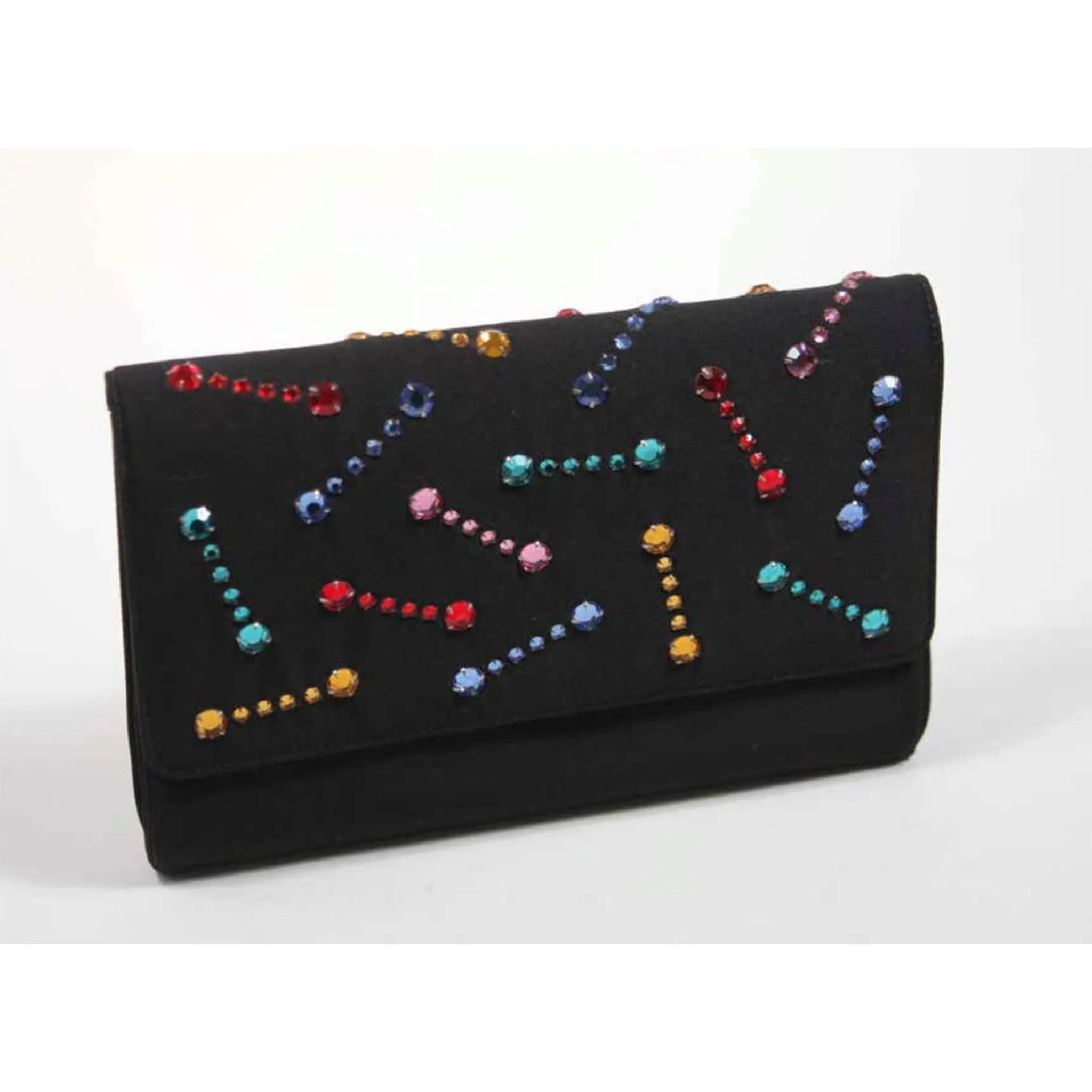 GIVENCHY Paris Black Clutch with Rhinestones