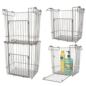 Glacier Bay (4 Pack) Stackable Baskets: Large Metal Basket, Wire Basket Set For Storage, Organization, Pantry, Closet, Kitchen, Bathroom