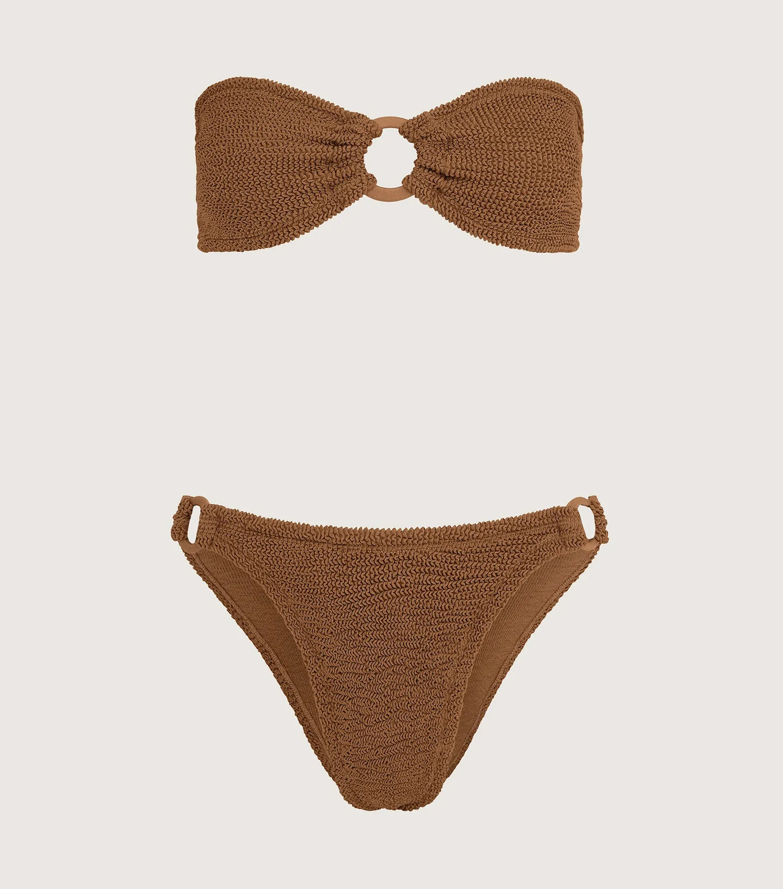 Gloria Bikini With Tonal Hoops - Metallic Cocoa