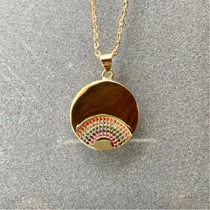 Gold Rainbow Diamonds Medallion Necklace
