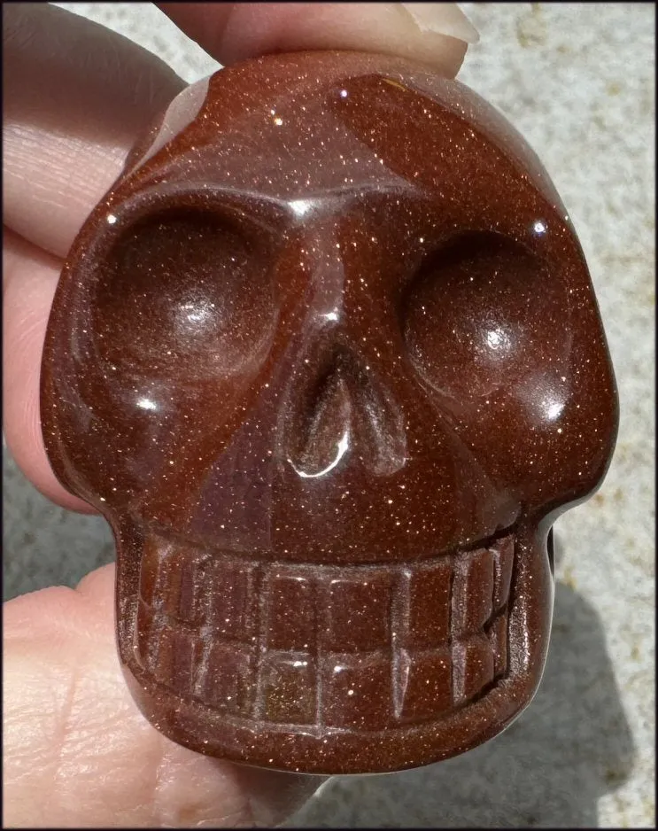 Goldstone CRYSTAL SKULL - Energizing, Stabilizing - with Synergy 12  yrs