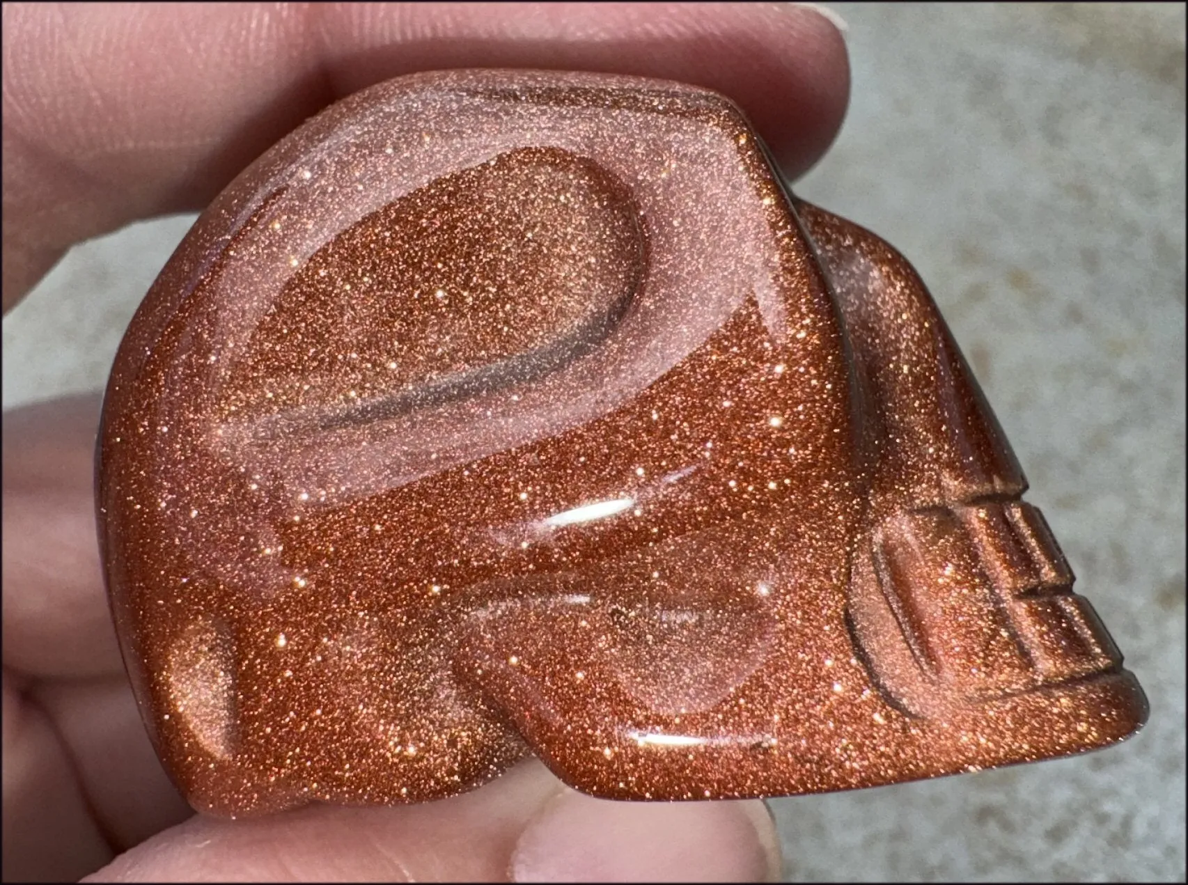 Goldstone CRYSTAL SKULL - Energizing, Stabilizing - with Synergy 12  yrs
