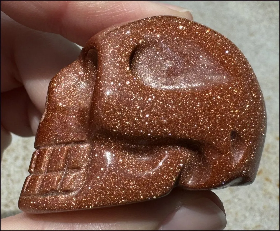 Goldstone CRYSTAL SKULL - Energizing, Stabilizing - with Synergy 12  yrs