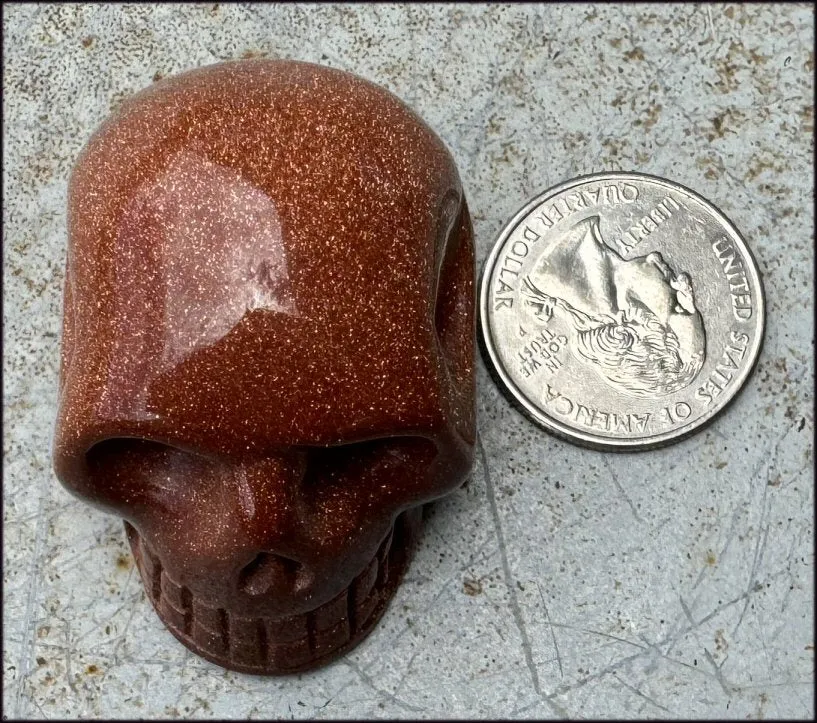 Goldstone CRYSTAL SKULL - Energizing, Stabilizing - with Synergy 12  yrs