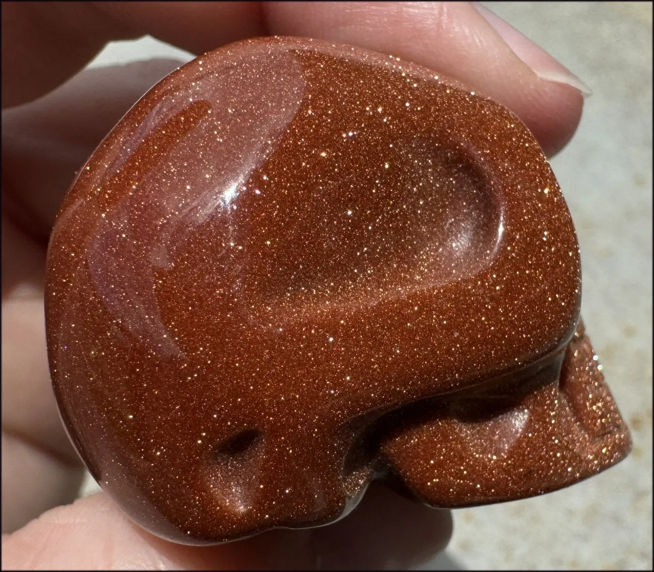 Goldstone CRYSTAL SKULL - Energizing, Stabilizing - with Synergy 12  yrs