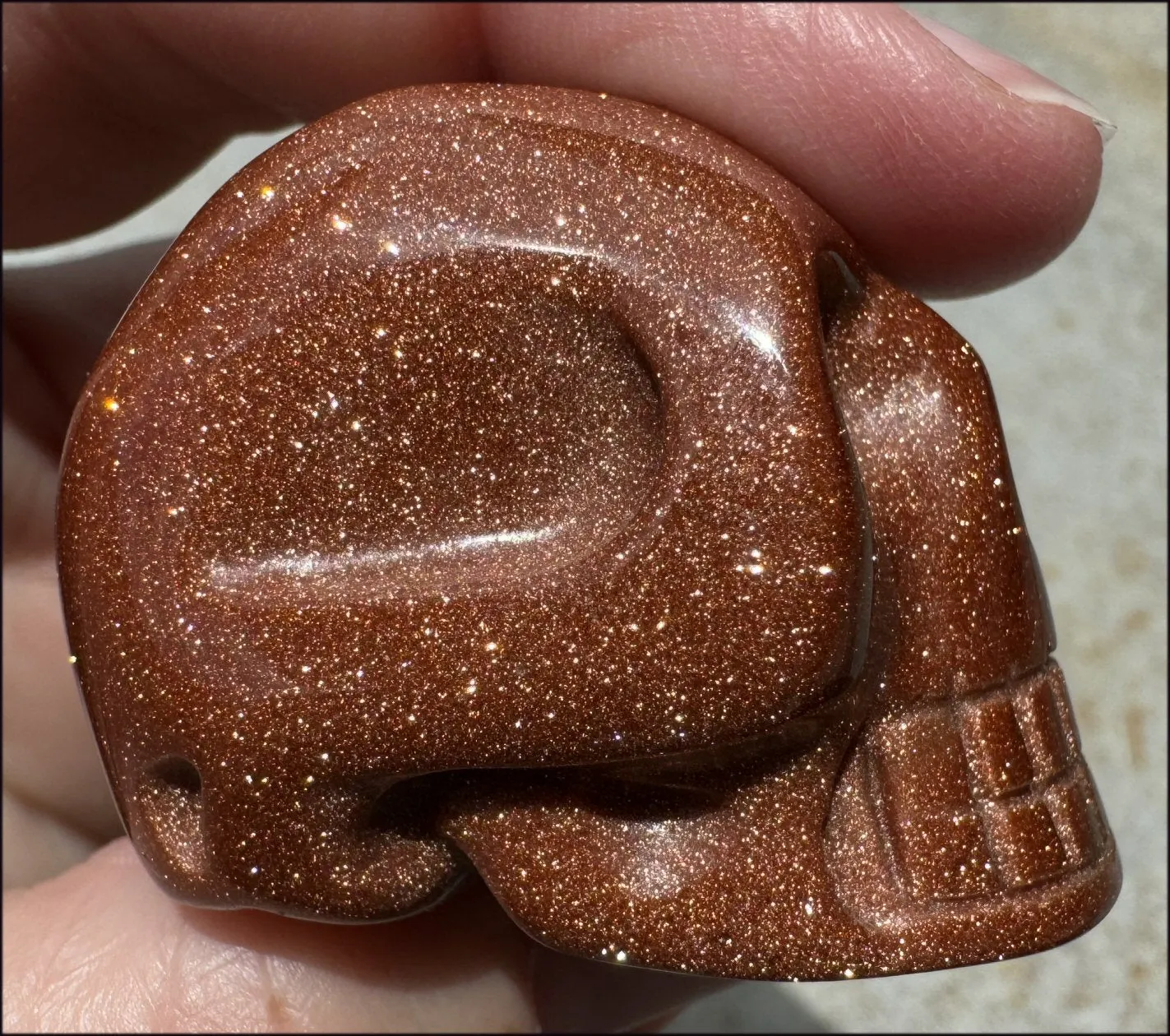 Goldstone CRYSTAL SKULL - Energizing, Stabilizing - with Synergy 12  yrs