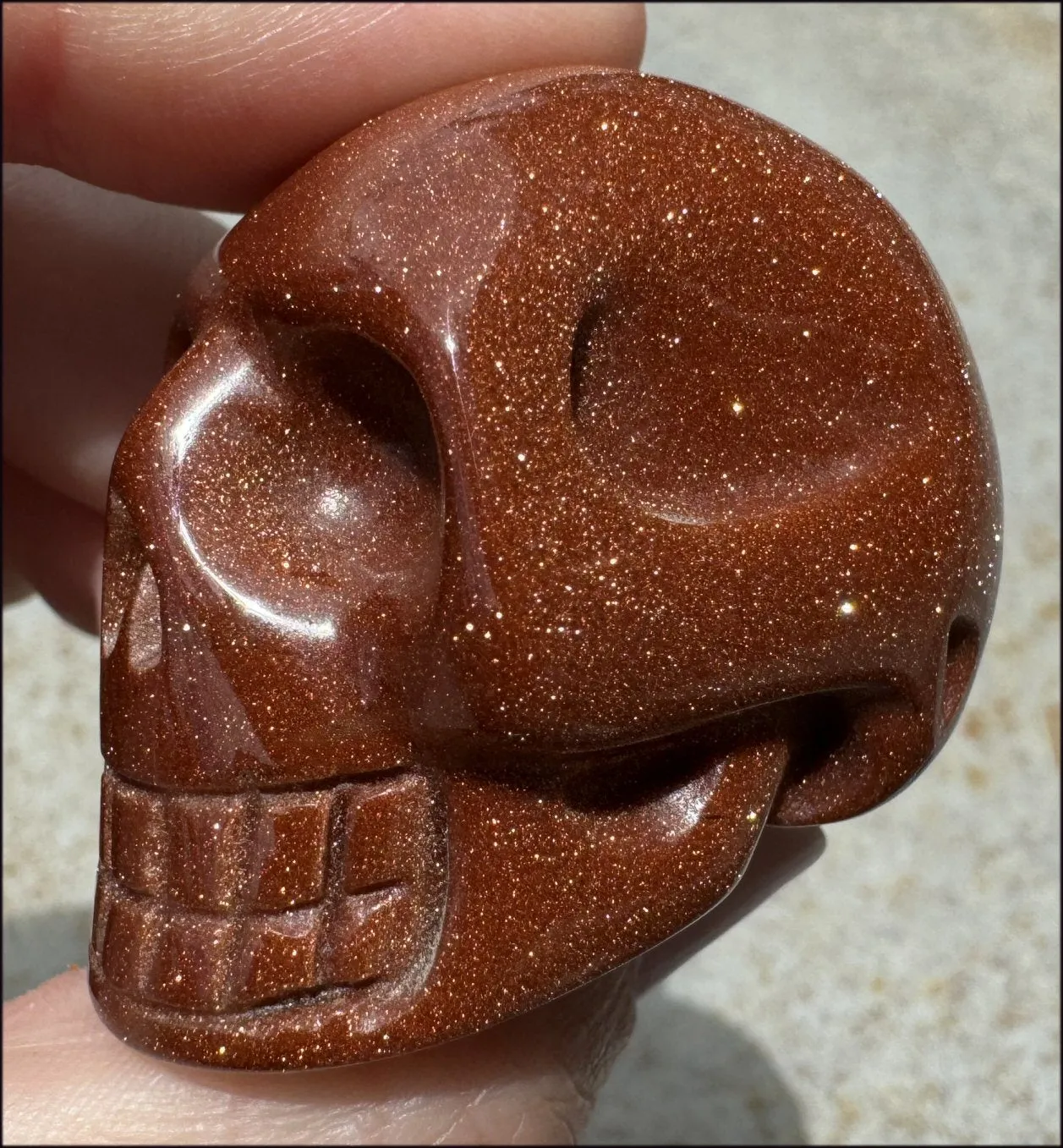 Goldstone CRYSTAL SKULL - Energizing, Stabilizing - with Synergy 12  yrs