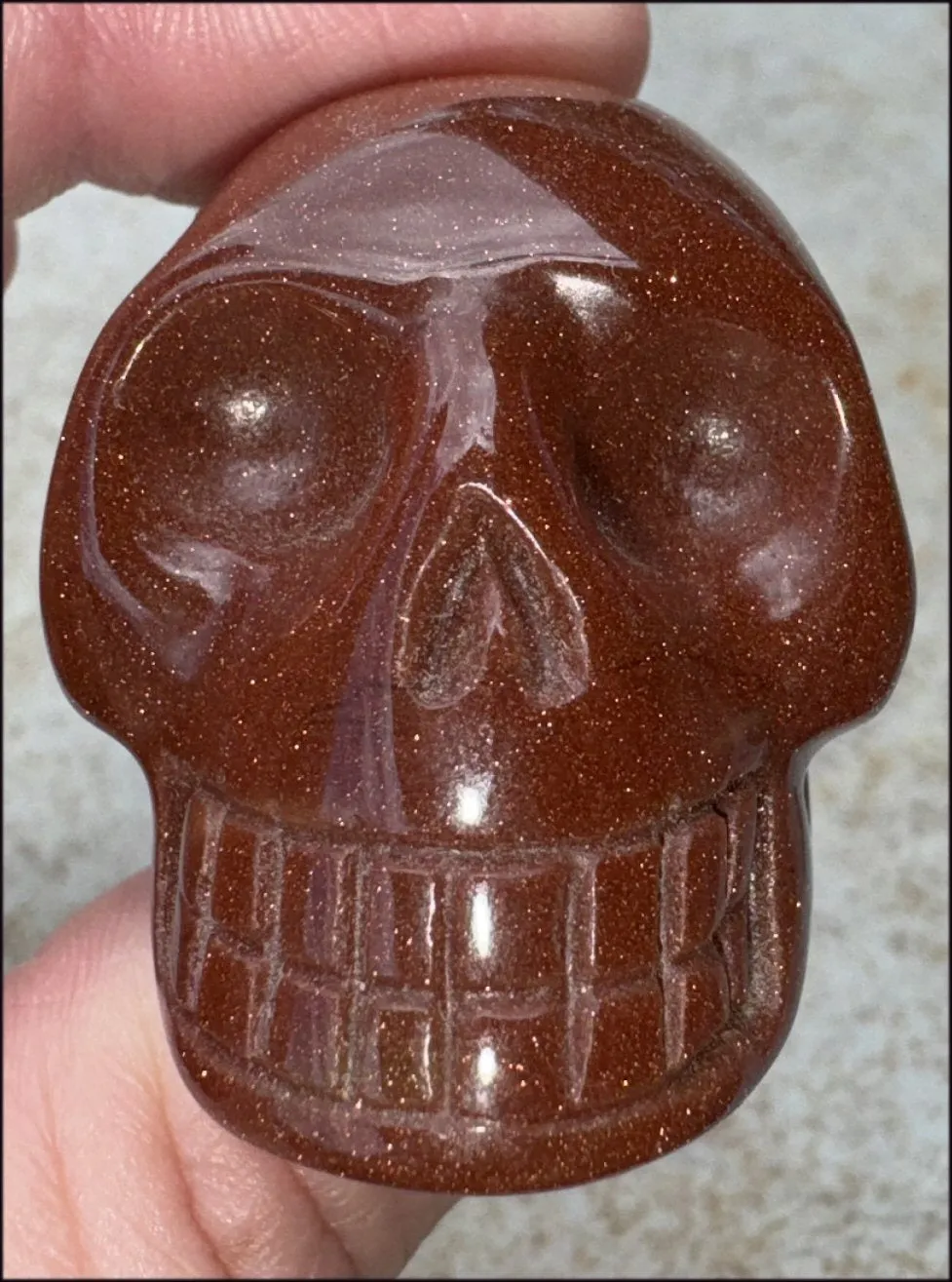 Goldstone CRYSTAL SKULL - Energizing, Stabilizing - with Synergy 12  yrs