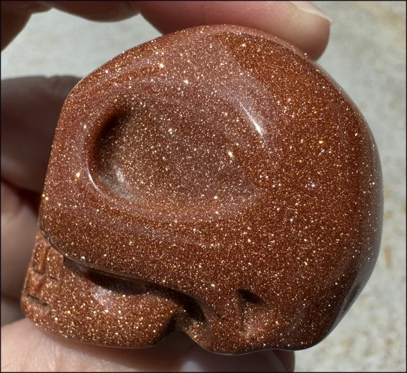 Goldstone CRYSTAL SKULL - Energizing, Stabilizing - with Synergy 12  yrs