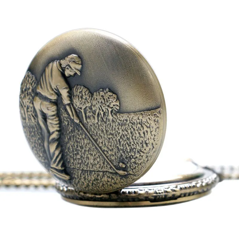 Golf Themed Pocket Watch With Chain.