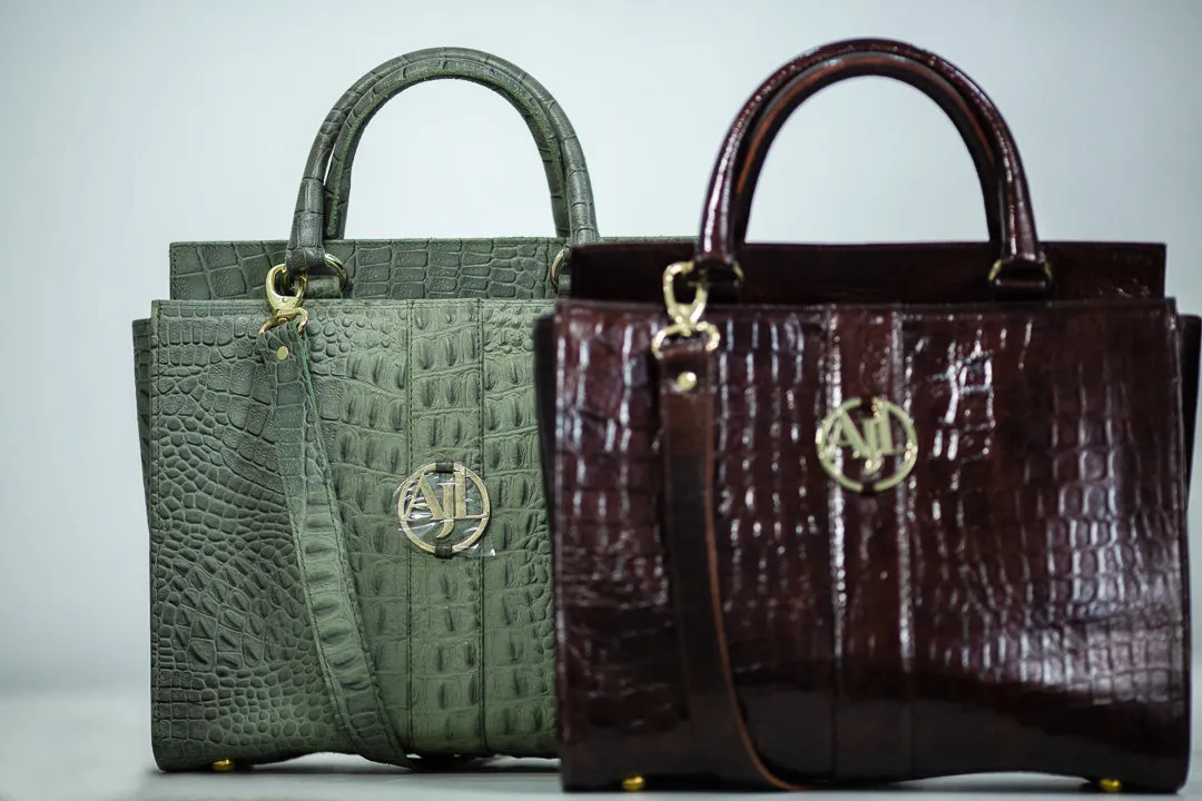 Grand Dame Grey Croc Bag