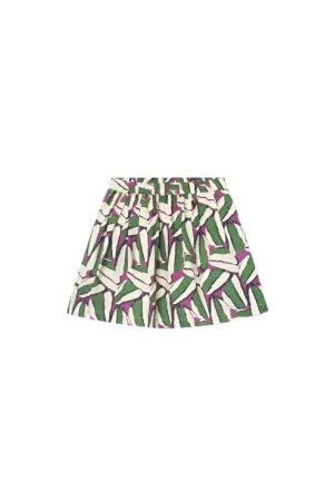 Green Geometric Print Girl's Short Skirt