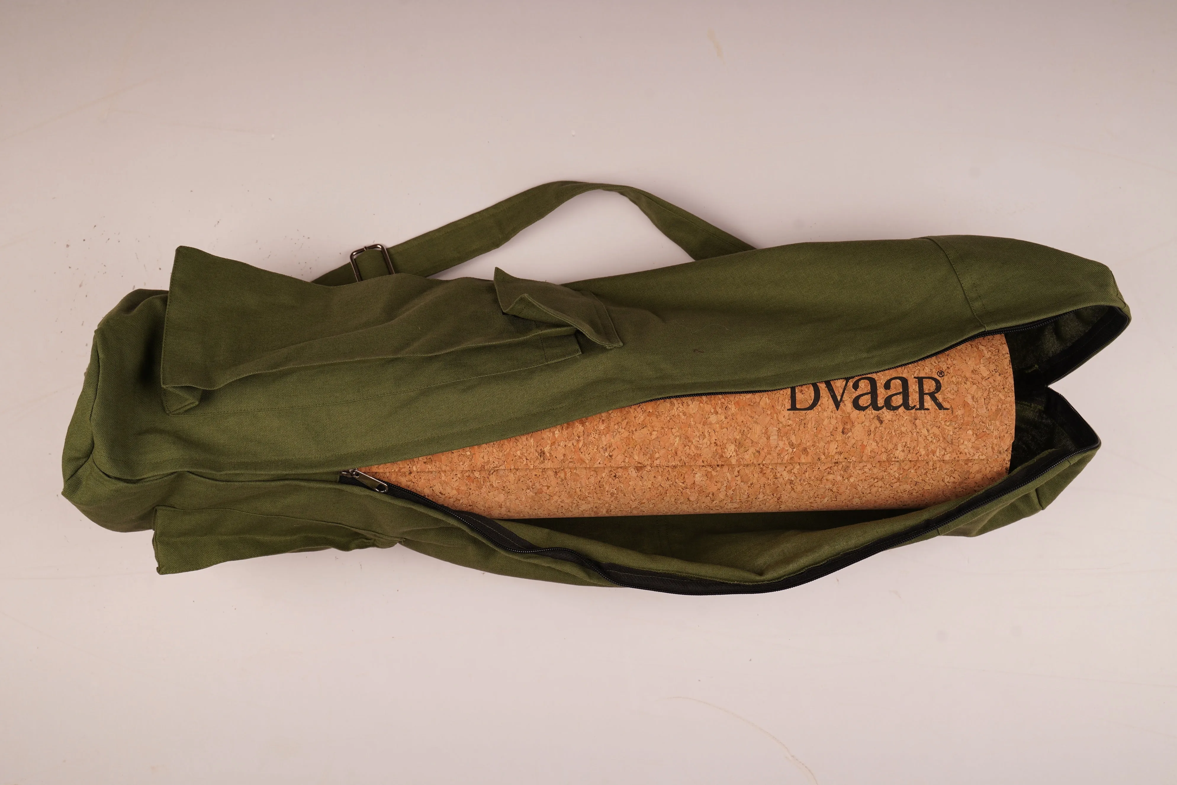 GREEN YOGA MAT BAG WITH COTTON ADJUSTABLE STRAPS WITH MULTIPLE POCKETS