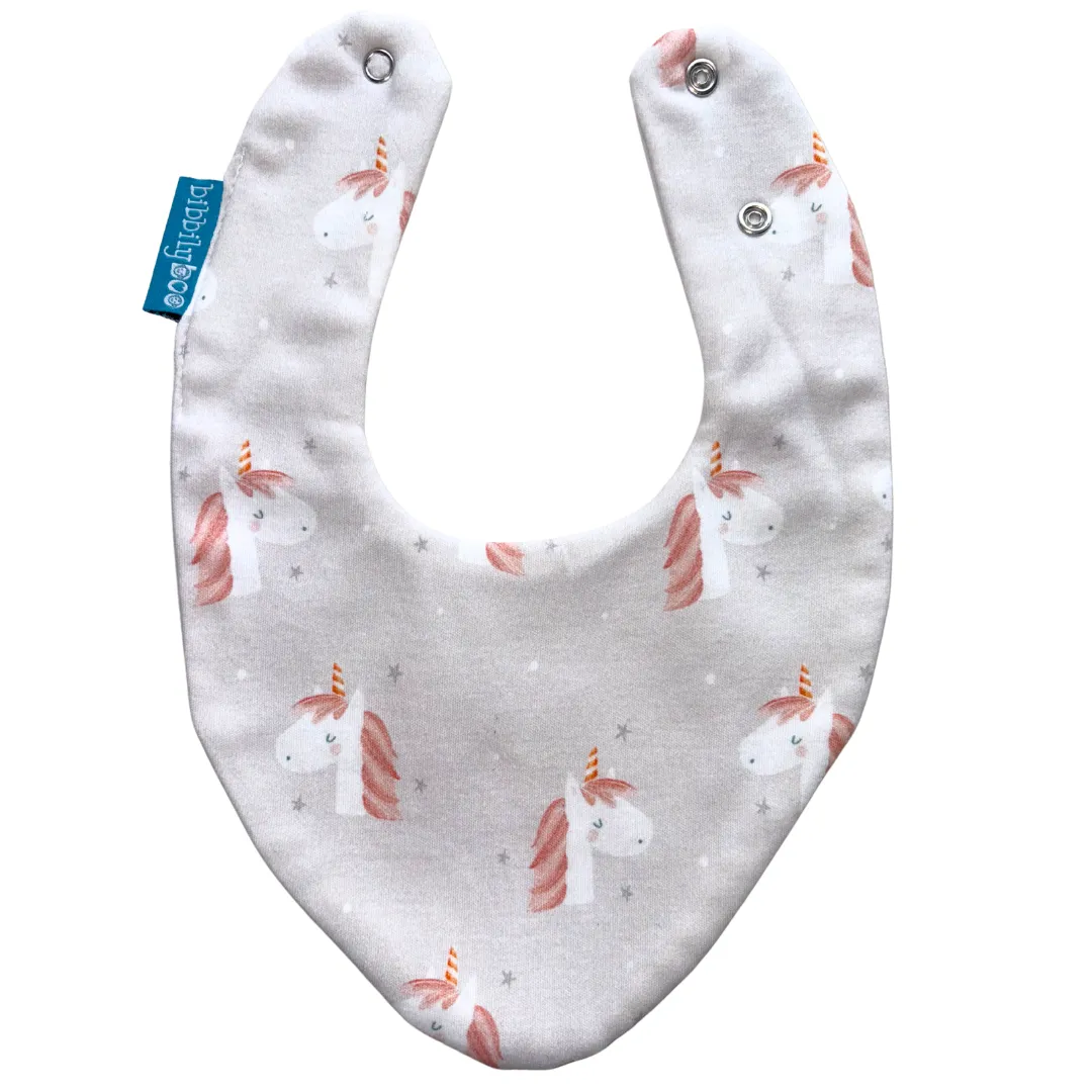 Grey Unicorn Waterproof Dribble Bib