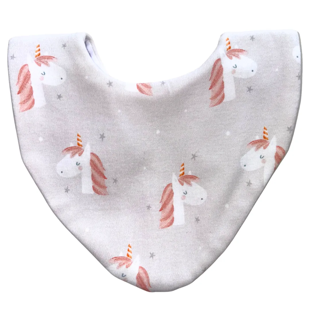 Grey Unicorn Waterproof Dribble Bib