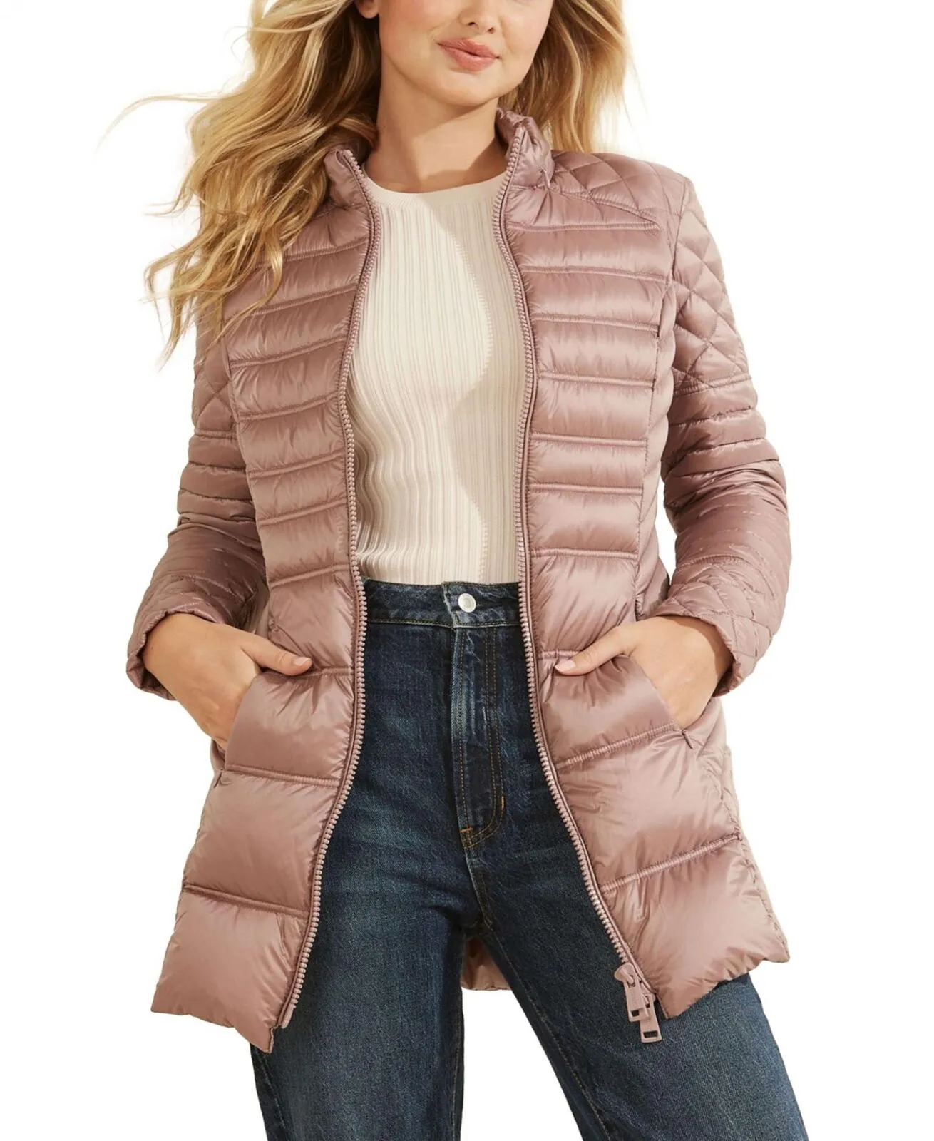 Guess Womens Packable Natasha Quilted Jacket W2RL25WEGN0
