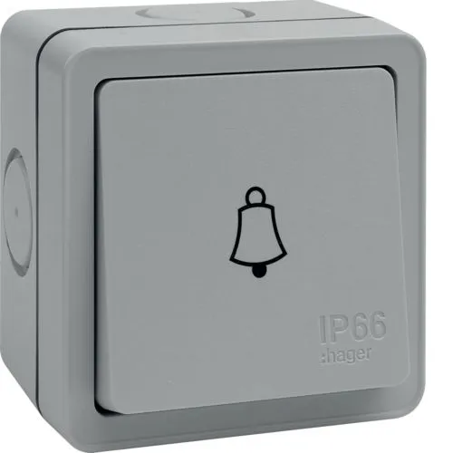 Hager WXPPS12B Sollysta Weatherproof IP66 10AX 1G Bell Push Switch