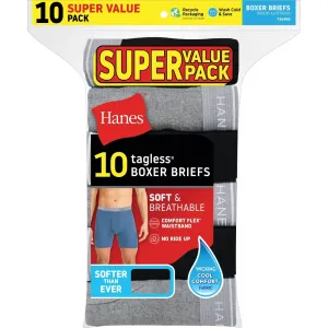 Hanes Mens Boxer Briefs With ComfortFlex Waistband 10-Pack