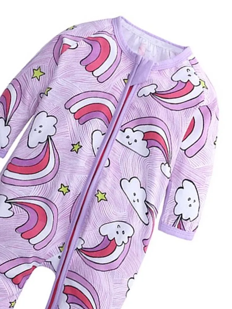 Happy Clouds - Lilac Baby Zip Sleepsuit with Hand & Feet Cuffs