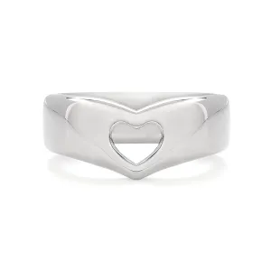 Heart Band Open in White Gold